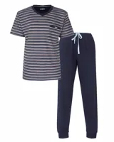 M.E.Q. Heren pyjama korte mouwen - lange broek - Grey stripe