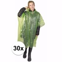 Wegwerp regenponcho - 30x - groen - voor volwassenen - met capuchon - budget line Wegwerp regenponcho - 30x - groen - voor volwassenen - met capuchon - budget line