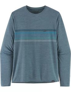 Patagonia L/S Cap Cool Daily Graphic Heren Shirt Line Logo Ridge Stripe: Light Plume Grey X-Dye XL