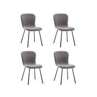 Furnihaus Eetkamerstoelen Set van 4 - Luca - Teddy - Grijs - thumbnail