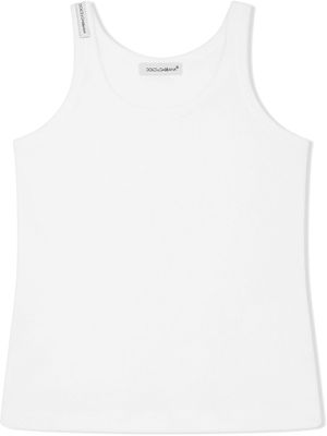 Dolce & Gabbana Kids débardeur à patch logo - Blanc