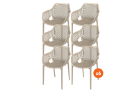 Set van 6 - Madino Air stapelbare stoel - Taupe Set van 6 - Madino Air stapelbare stoel - Taupe