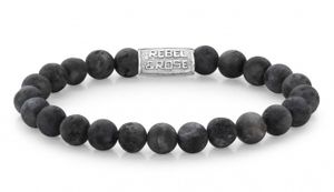 Rebel and Rose RR-80025-S Rekarmband Beads Matt Grey Seduction zilverkleurig-grijs 8 mm XL 21 cm