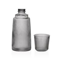 Waterfles Versa Zwart Glas Aluminium 10,3 x 26 x 10,3 cm