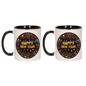 2x stuks happy New Year mokken / bekers 300 ml