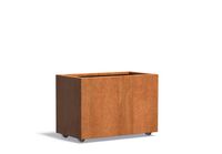 Cortenstaal plantenbak CARREZ met wielen 90x50x60cm.