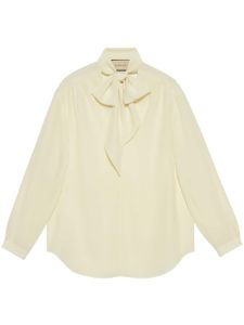 Gucci neck bow silk blouse - Blanc