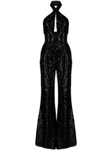 Elie Saab combinaison ornée de sequins à dos-nu - Noir