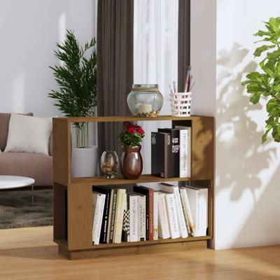 Boekenkast/kamerscherm 80x25x70 cm massief hout honingbruin