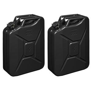 Jerrycan - Set van 2x stuks - zwart - 20 liter - metaal - voor brandstof - benzine - diesel