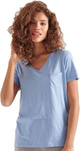 Pocket v neck tee bel air blue