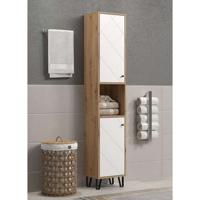 Hoge kast met twee deuren - TRENDTEAM - Touch Serie - Wit/Bruin - 36 cm lang