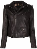 Philipp Plein veste de moto Iconic en cuir - Noir