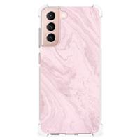 Samsung Galaxy S21 FE Anti-Shock Hoesje Marble Pink - Origineel Cadeau Vriendin
