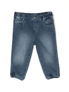 Emporio Armani Kids jean en coton stretch à logo brodé - Bleu