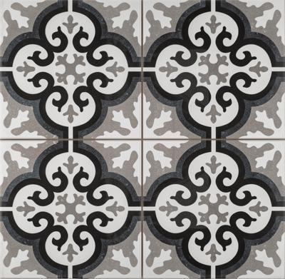 Vloertegel Cemento Decor Manisa Black 45x45
