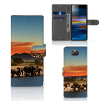 Sony Xperia 10 | Telefoonhoesje | Met pasjeshouder | Olifanten