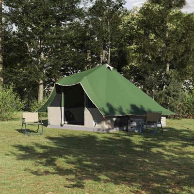 Familie Tipi Tent met dak Groen en Bruin 358 x 296 x 258 cm