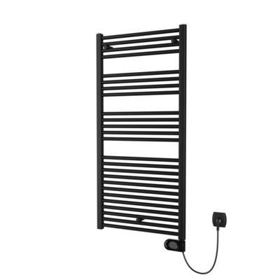 Plieger Elba Electrical Elektrische Designradiator - 126.2x50cm - met thermostaat - 500w - mat zwart 1550005