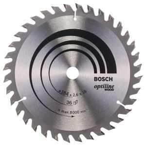 Bosch Accessoires Cirkelzaagblad Optiline Wood 184 x 16 x 2,6 mm, 36 1st - 2608640818