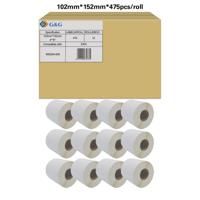 G&G ET-Z-G-800284-605 Etiketten 102 x 152 mm Thermisch papier Wit 12 stuk(s) Permanent hechtend Adresetiketten