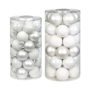 50x stuks glazen kerstballen wit 4 en 6 cm glans en mat