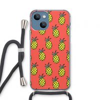 Ananas: iPhone 13 mini Transparant Hoesje met koord