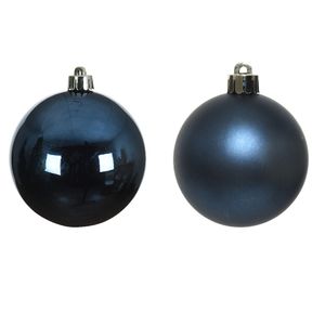 4x stuks glazen kerstballen donkerblauw 10 cm glans en mat