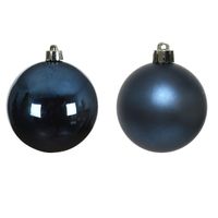 4x stuks glazen kerstballen donkerblauw 10 cm glans en mat - thumbnail