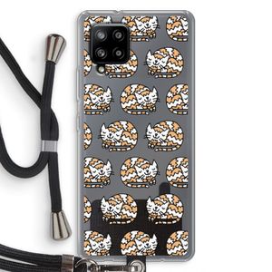 Slapende poes: Samsung Galaxy A42 5G Transparant Hoesje met koord