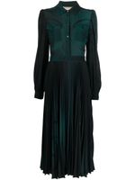 Elie Saab robe mi-longue plissée à motif monogrammé - Vert