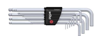 Wiha Stiftsleutelset | in Compact houder | Zeskantkogelkop | 12-delig | mat verchroomd - 36453 - 36453