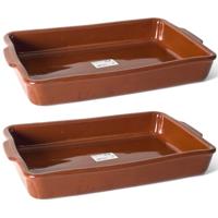 Ovenschaal - Set van 2x stuks - Pamplona - 5 liter - terracotta - tapas serveerschaal - 37 x 25 x 6