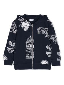 Lacoste Kids veste zippée à imprimé graphique - Bleu