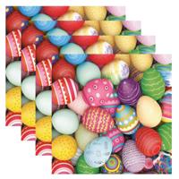 Servetten Pasen thema - 80x - gekleurde eieren - 33 x 33 cm - papier - feestservetten