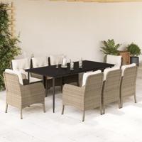 9-delige Tuinset met kussens poly rattan beige