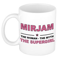 Naam cadeau mok/ beker Mirjam The woman, The myth the supergirl 300 ml   -