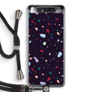 Dark Rounded Terrazzo: Samsung Galaxy A80 Transparant Hoesje met koord