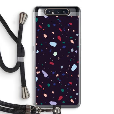 Dark Rounded Terrazzo: Samsung Galaxy A80 Transparant Hoesje met koord