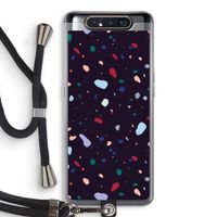 Dark Rounded Terrazzo: Samsung Galaxy A80 Transparant Hoesje met koord