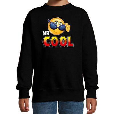 Funny emoticon sweater Mr.Cool zwart kids