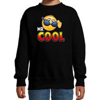 Funny emoticon sweater Mr.Cool zwart kids - thumbnail