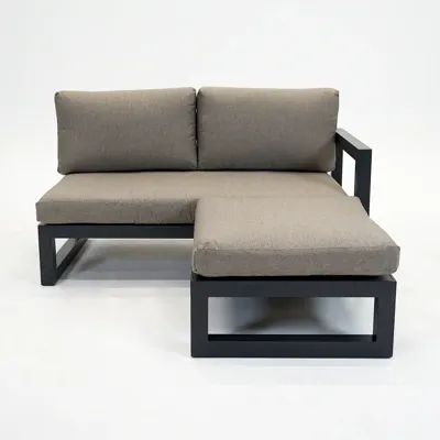 Grosso 2-zits bank L + hocker antraciet