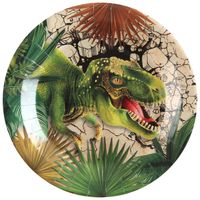 Santex dinosaurus thema feest wegwerpbordjes - 10x stuks - 23 cm - dino/t-rex themafeest - Feestbordjes