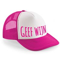 Snapback/cap voor dames - geef wijn - roze/wit - feest petjes - vrijgezellenfeest - thumbnail