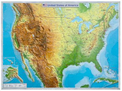 Reliëfkaart USA - Verenigde Staten met voelbaar 3D reliëf | 57 x 77 cm | GeoRelief