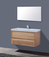 Badkamermeubelset Sanilux Senza Wood 100x47x50 cm Met Kraangat Massief Eikenhout
