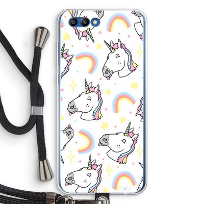 Rainbow Unicorn: Honor 10 Transparant Hoesje met koord