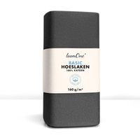 Loom One Hoeslaken – 100% Jersey Katoen – 200x200 cm – tot 23cm matrasdikte– 160 g/m² – Antraciet - thumbnail