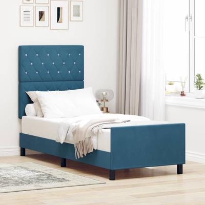 Bedframe met hoofdeinde Donkerblauw 80 x 200 cm Fluweel